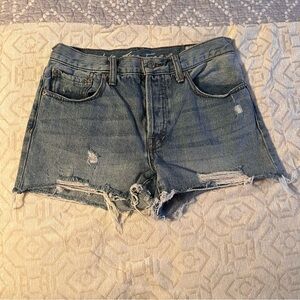 We The Free Blue Distressed Jean Shorts. Women’s size 27.